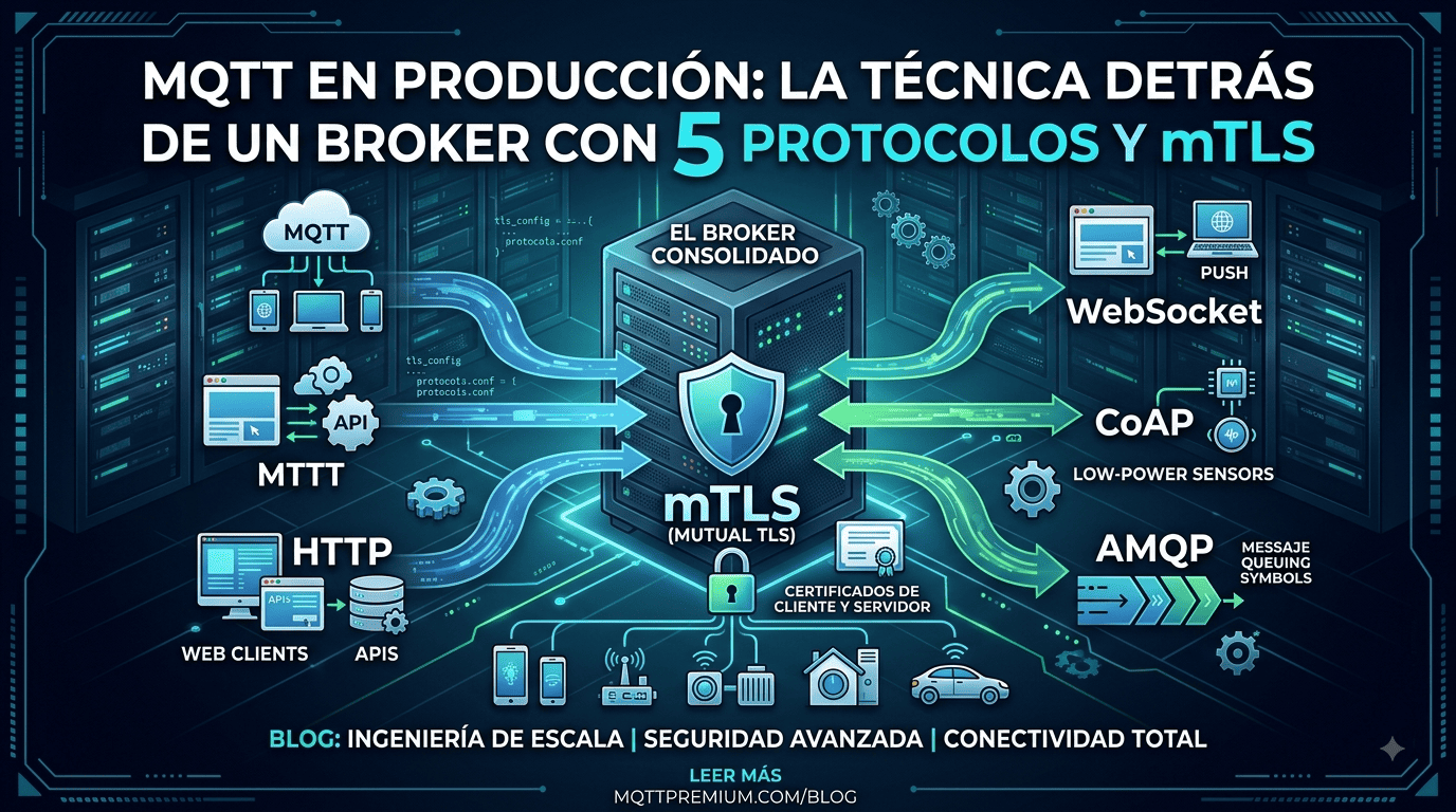 MQTT en producción: pruebas detrás de un broker con 5 protocolos y mTLS