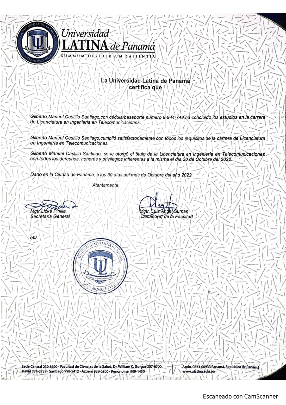 Certificado de culminación